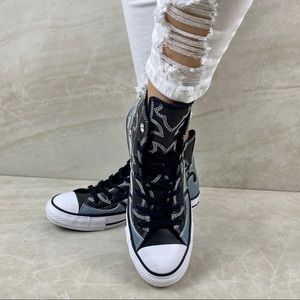 CONVERSE Leather Chuck Taylor Hi Top Black…